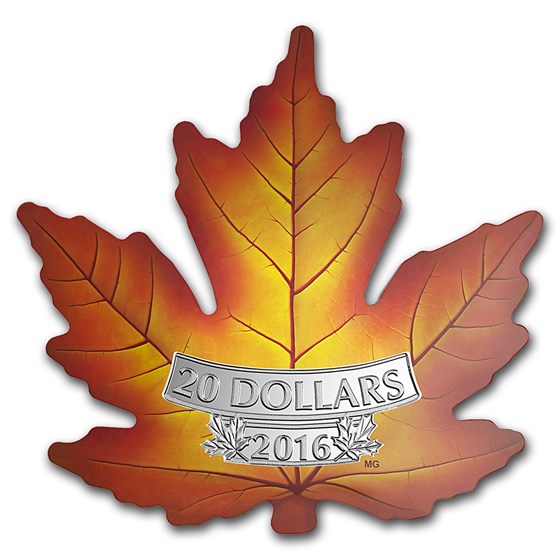 2016 Canada 1 oz Silver $20 Prf Maple Leaf Shape Coin (Colorized) 2016 Canada 1 oz Silver $20 Prf Maple Leaf Shape Coin (Colorized)